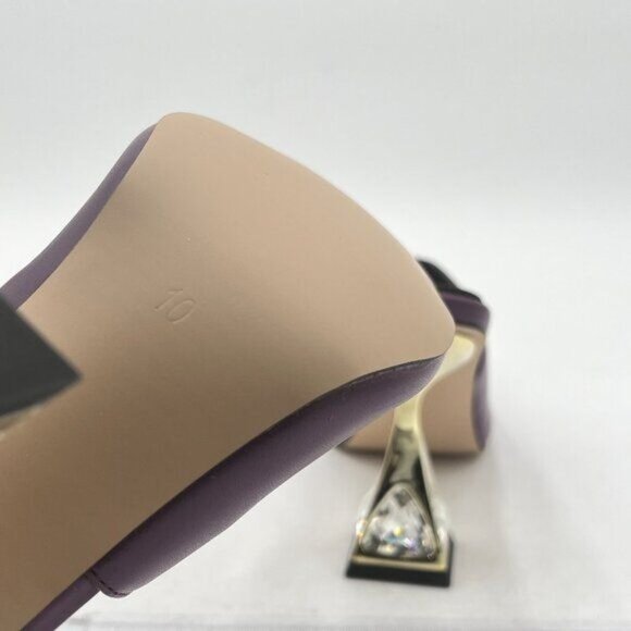 FYS Purple Square Toe Special Heel Mules Slip on Slide Dress Clogs Daily Shoes - Picture 6 of 7